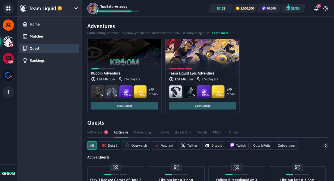 Screenshot of Kboom User Interface